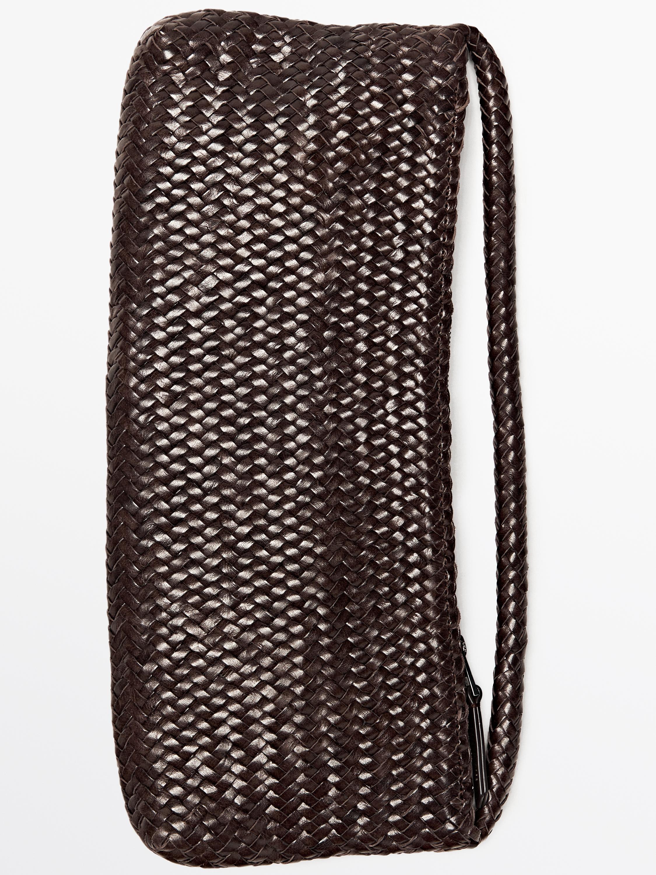 Nappa leather woven croissant bag