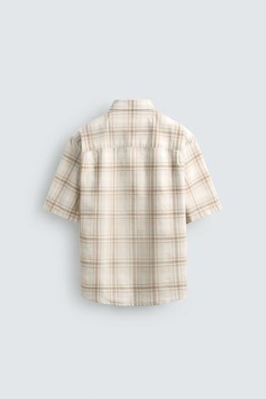 REGULAR FIT CHECK SHIRT - Sand by Zara - Image 7