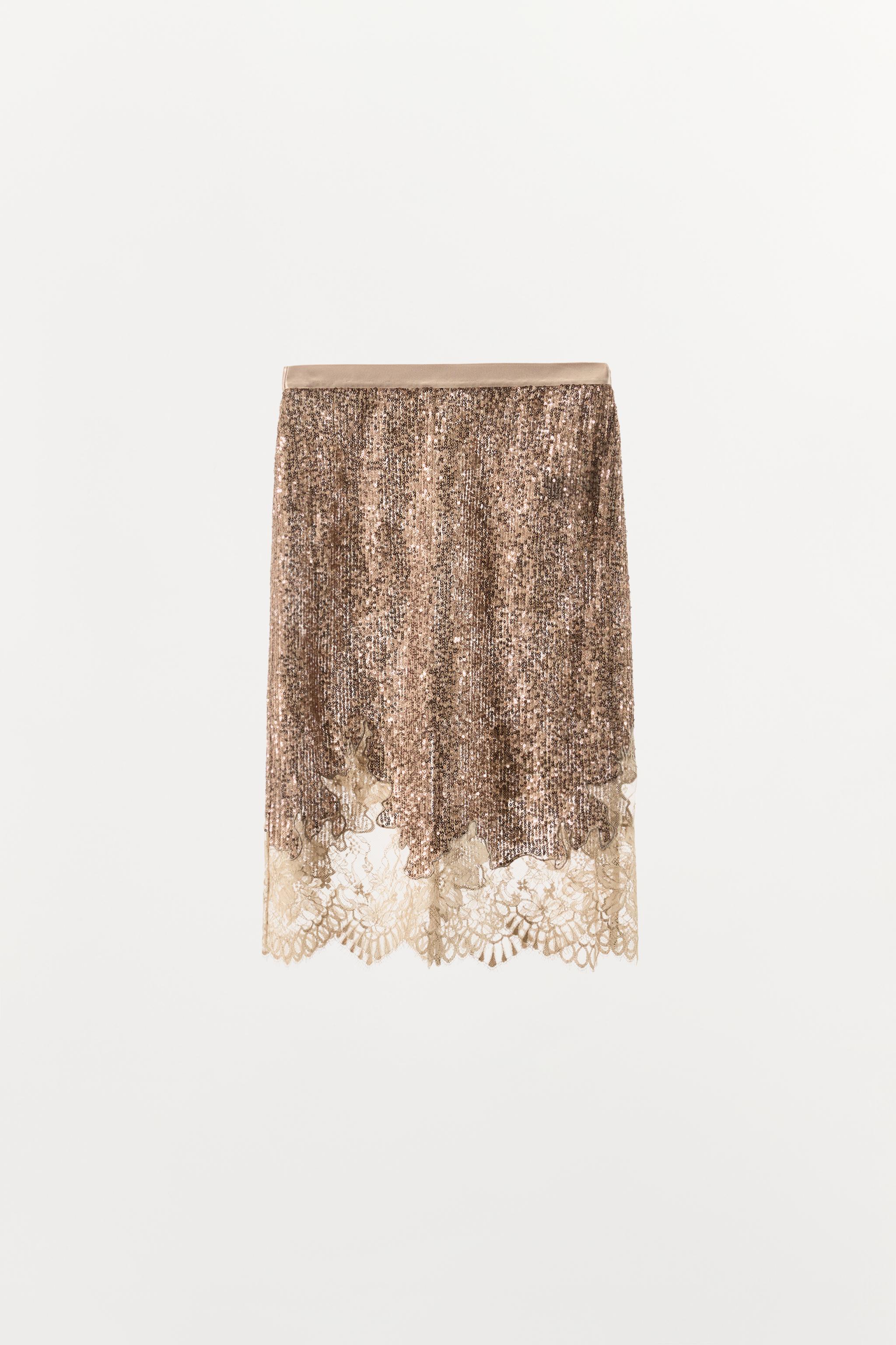 SEQUIN LACE SKIRT