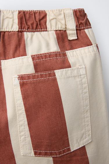 PANTALON SERGÉ BAGGY RAYÉ - Rouge / Blanc de Zara - Image 3
