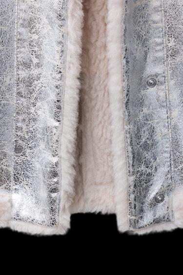 Zara METALLIC DOUBLE-FACED JACKET - Silver