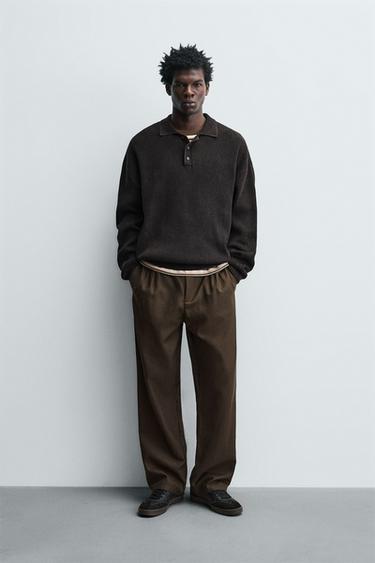 بولو محاك مغسول - بني الخاص بـ Zara