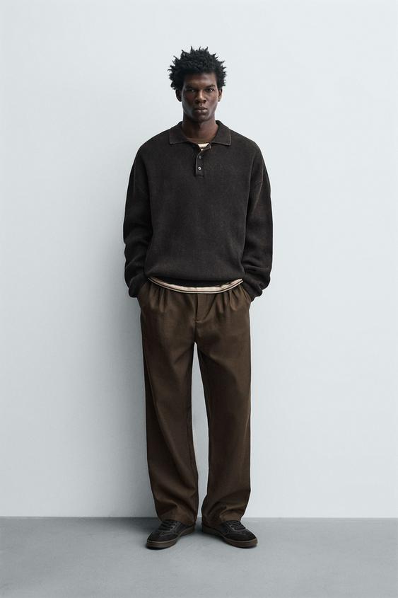 WASHED KNIT POLO SHIRT