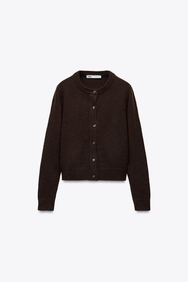 GILET EN MAILLE UNI AVEC CACHEMIRE - Marron de Zara - Image 4