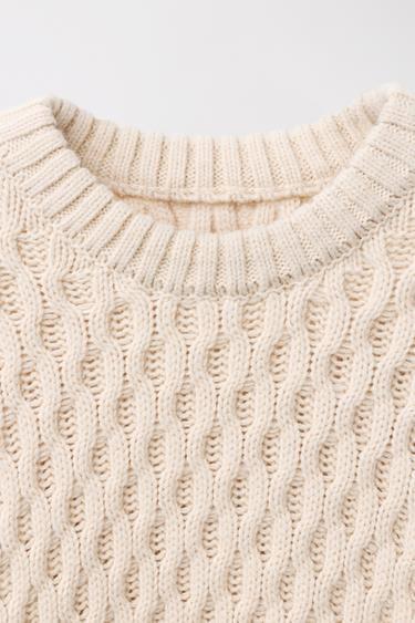 LIMITED EDITION CABLE-KNIT JUMPER - Ecru by Zara - Image 2