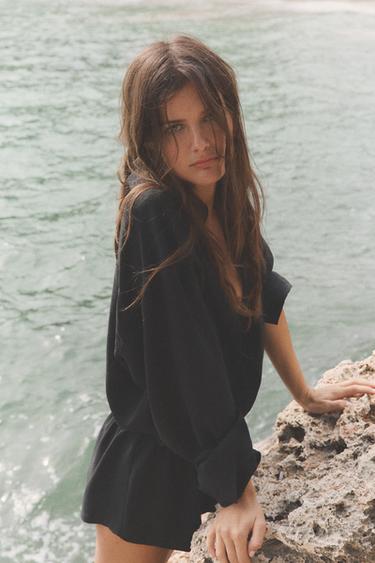 Zara LYOCELL SHORT JUMPSUIT - Black