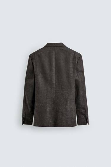 REGULAR FIT TEXTURED SUIT BLAZER - Dark brown by Zara - Image 8