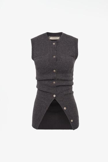 CHALECO PUNTO 100% CASHMERE LIMITED EDITION - Gris antracita de Zara