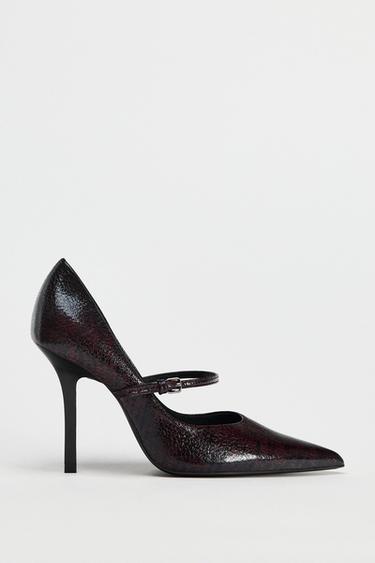 ZAPATO TACÓN EFECTO CRAQUELADO - Rojo Burdeos de Zara
