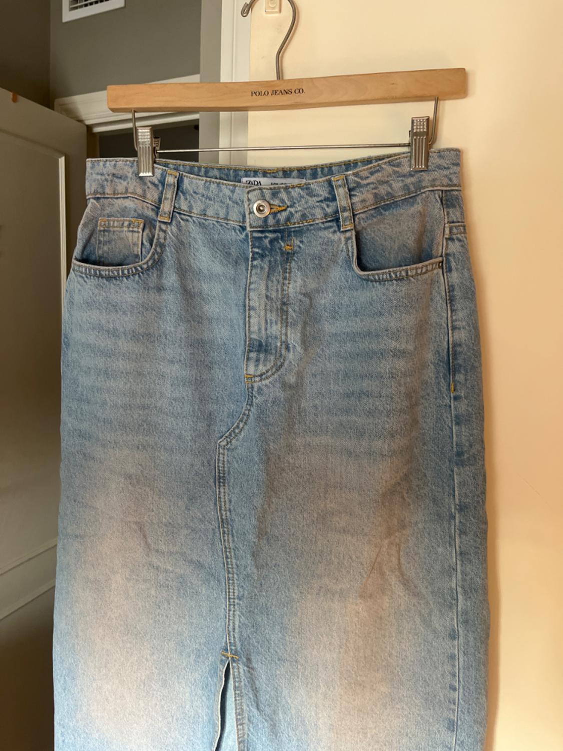 Z1975 PINK FADED DENIM SKIRT WITH SLIT - Image 3