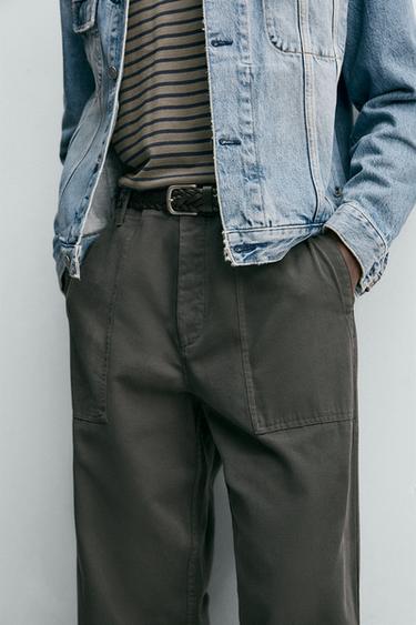 PANTALON COUPE DÉCONTRACTÉE À PASSANTS - Marron de Zara - Image 4