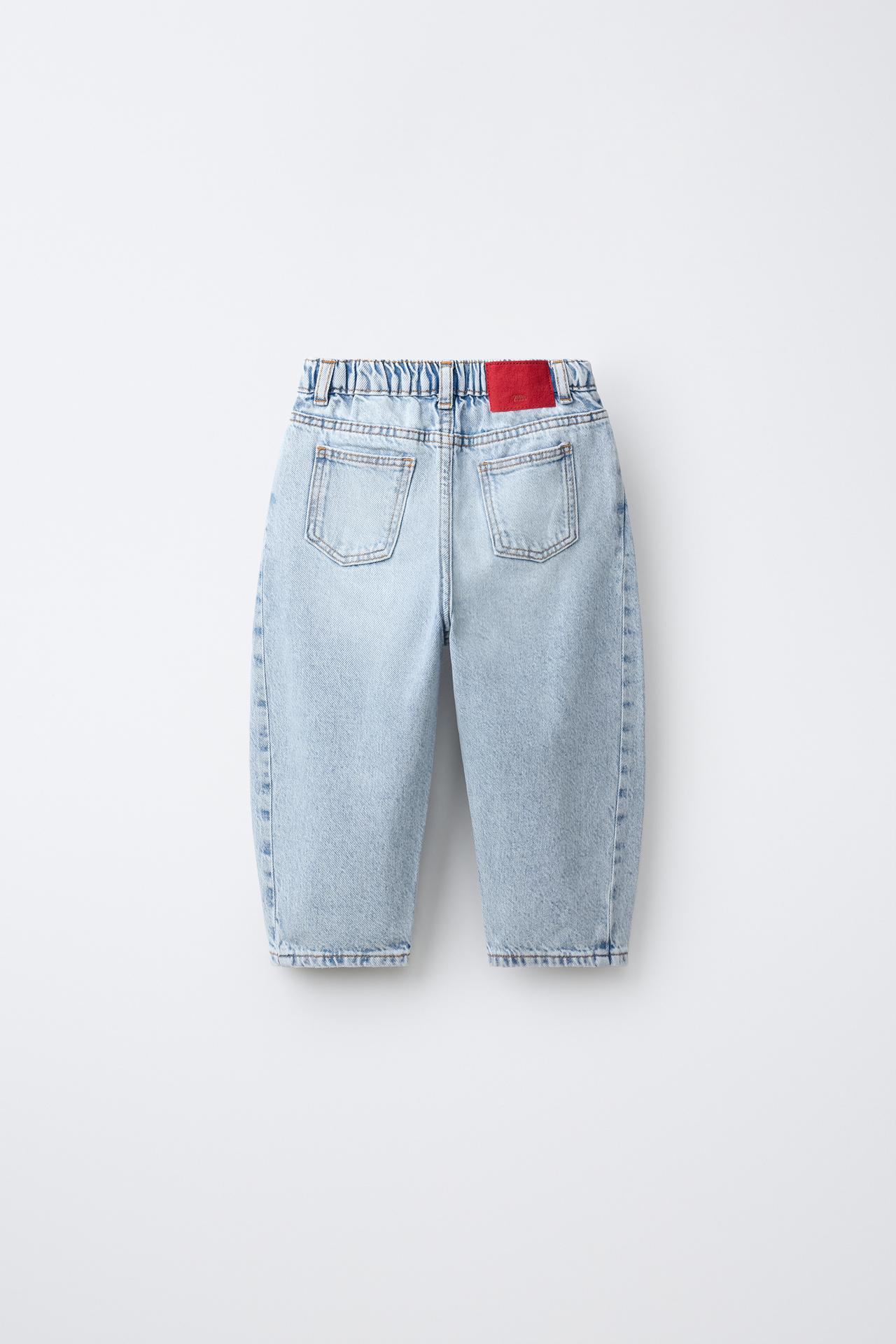 DISTRESSED BARREL JEANS — Light blue