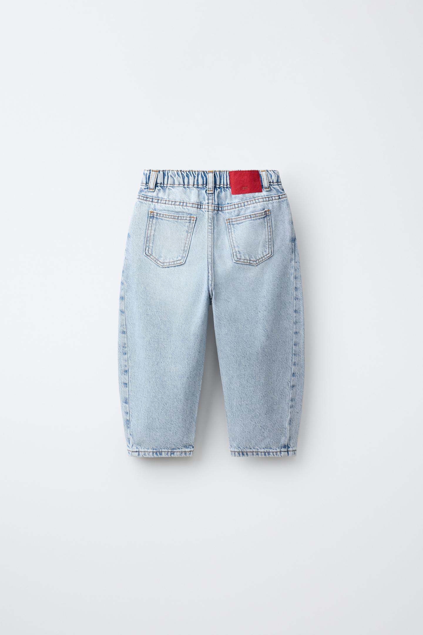 Детские джинсы Zara Distressed Barrel, цвет: Светлый синий — фото 2