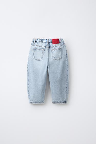 DISTRESSED BARREL JEANS — Light blue 2