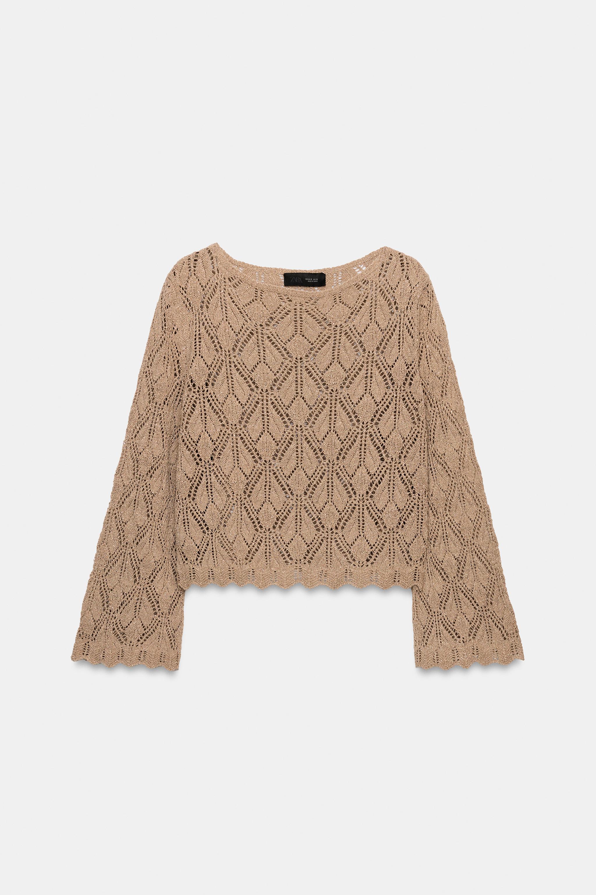 METALLIC THREAD POINTELLE KNIT JUMPER