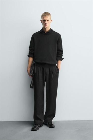 СТРУЯЩИЕСЯ БРЮКИ СО СКЛАДКАМИ — ЧЕРНЫЙ от Zara