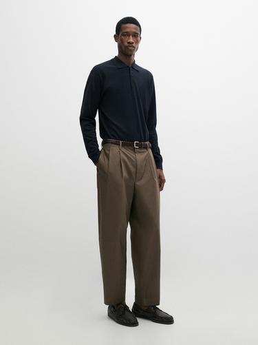 Zara Cotton knit polo sweater - Navy blue