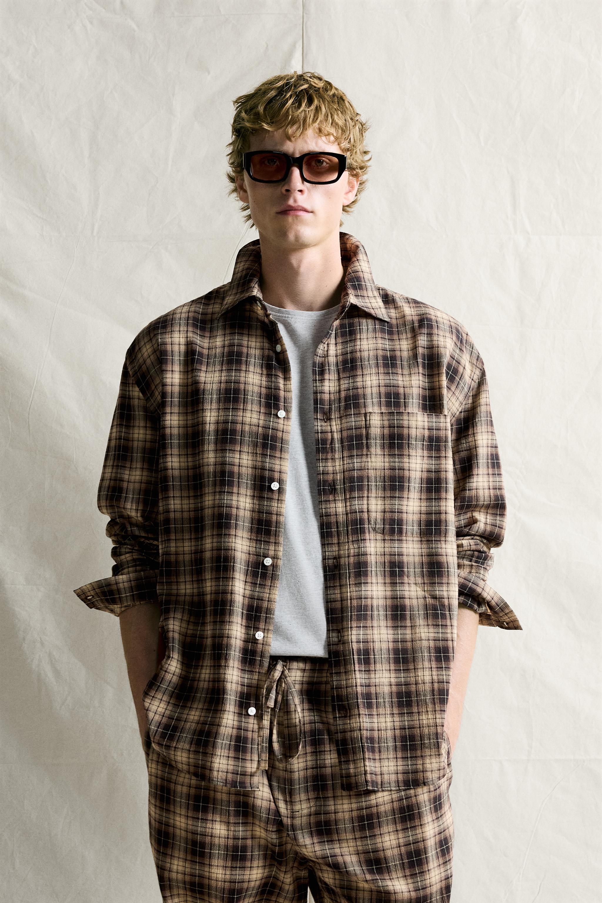 Zara RELAXED FIT KARELİ GÖMLEK görsel 2