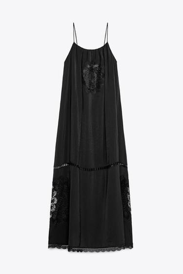 EMBROIDERED VOLUMINOUS MIDI DRESS - Black by Zara - Image 7