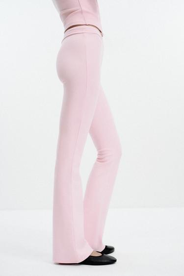PANTALON FLARE INTERLOCK - Rose de Zara