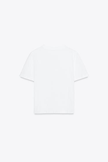 SHORT SLEEVE T-SHIRT WITH LABEL - White by Zara - Image 6
