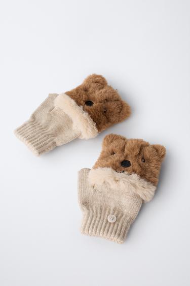GANTS MITAINES EFFET POILS DE CASTOR - Beige clair de Zara - Image 2