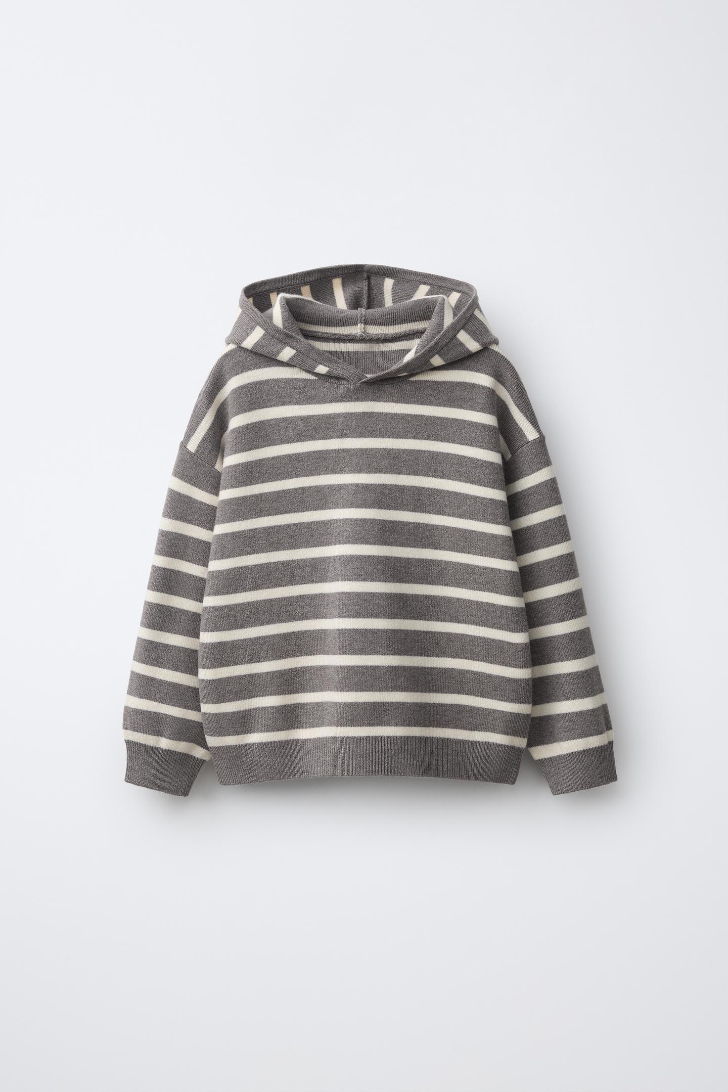 Детское худи Zara Striped Knit Jumper with, цвет: Коричневый / Серо-коричневый