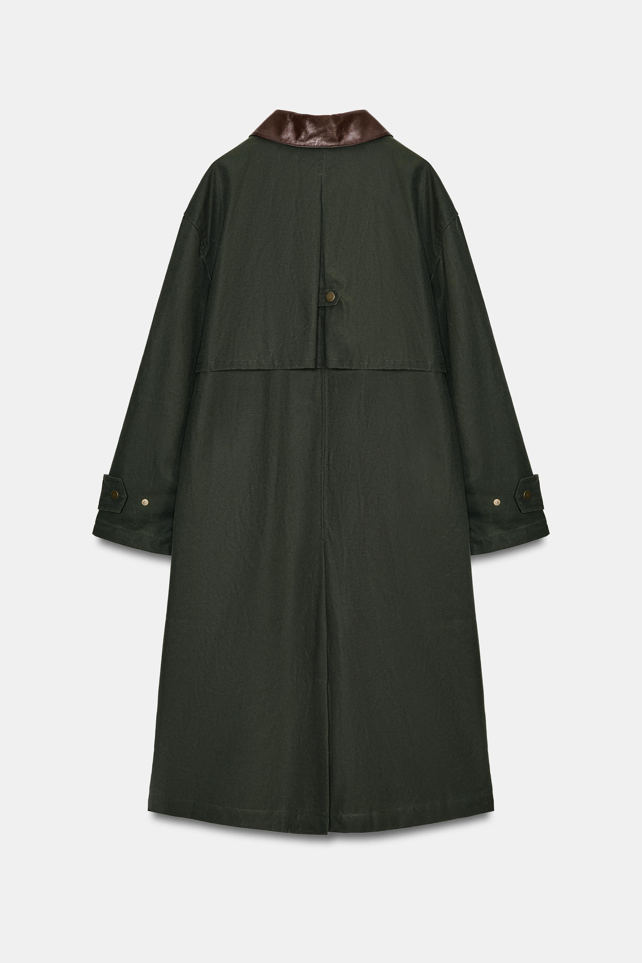 KONTRAST DERİ YAKALI OVERSIZE TRENÇKOT ZW COLLECTION - Görsel 7