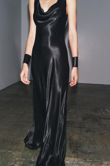 ROBE SATINÉE ZW COLLECTION - Noir de Zara