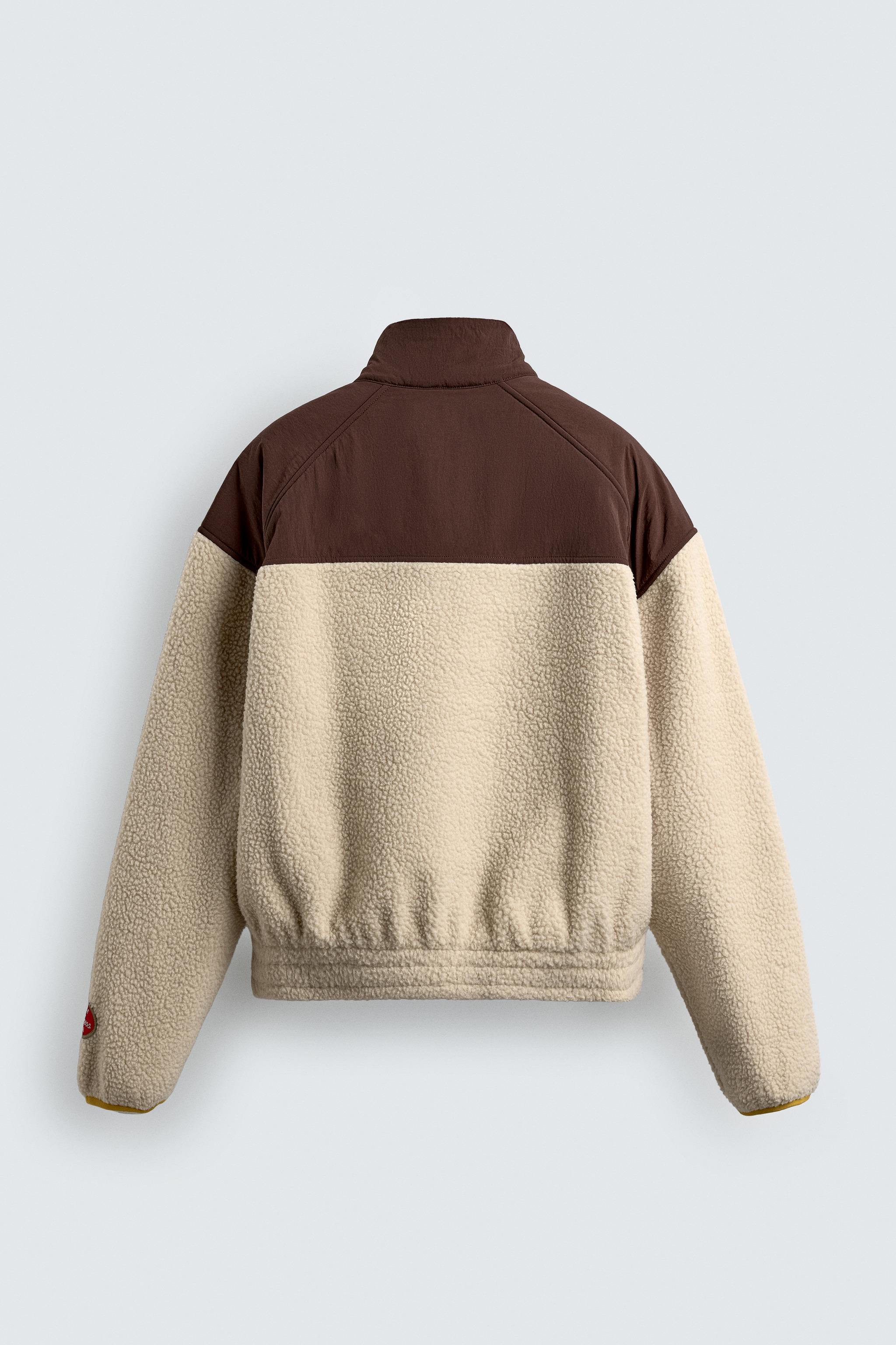 BLOUSON EFFET MOUTON BIMATIÈRE EN CONTRASTE