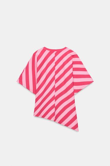 ASYMMETRIC HEM STRIPED TOP - Pink by Zara - Image 6
