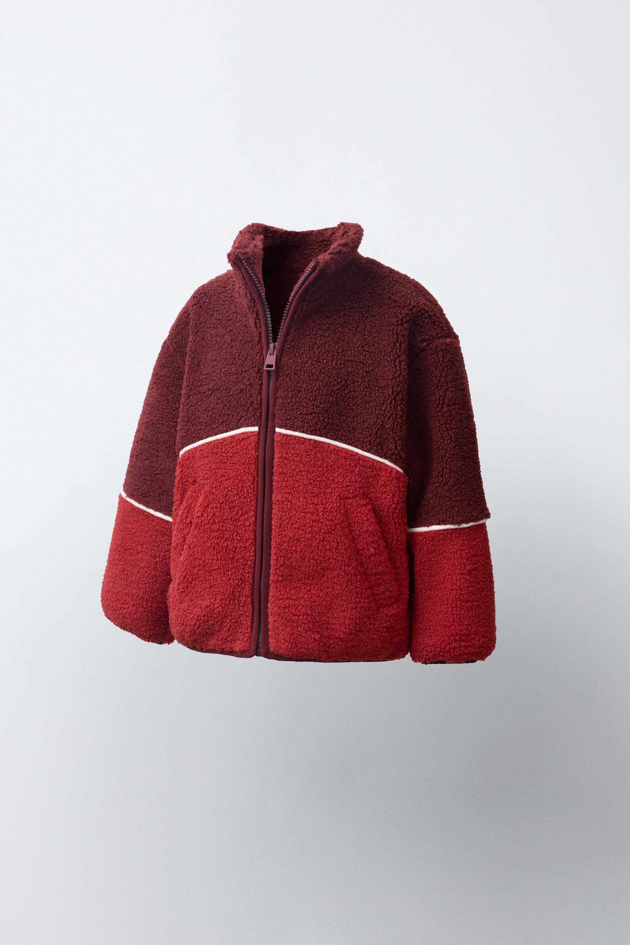 Детские куртки Zara CONTRAST TRIM FAUX SHEARLING JACKET — фото 3