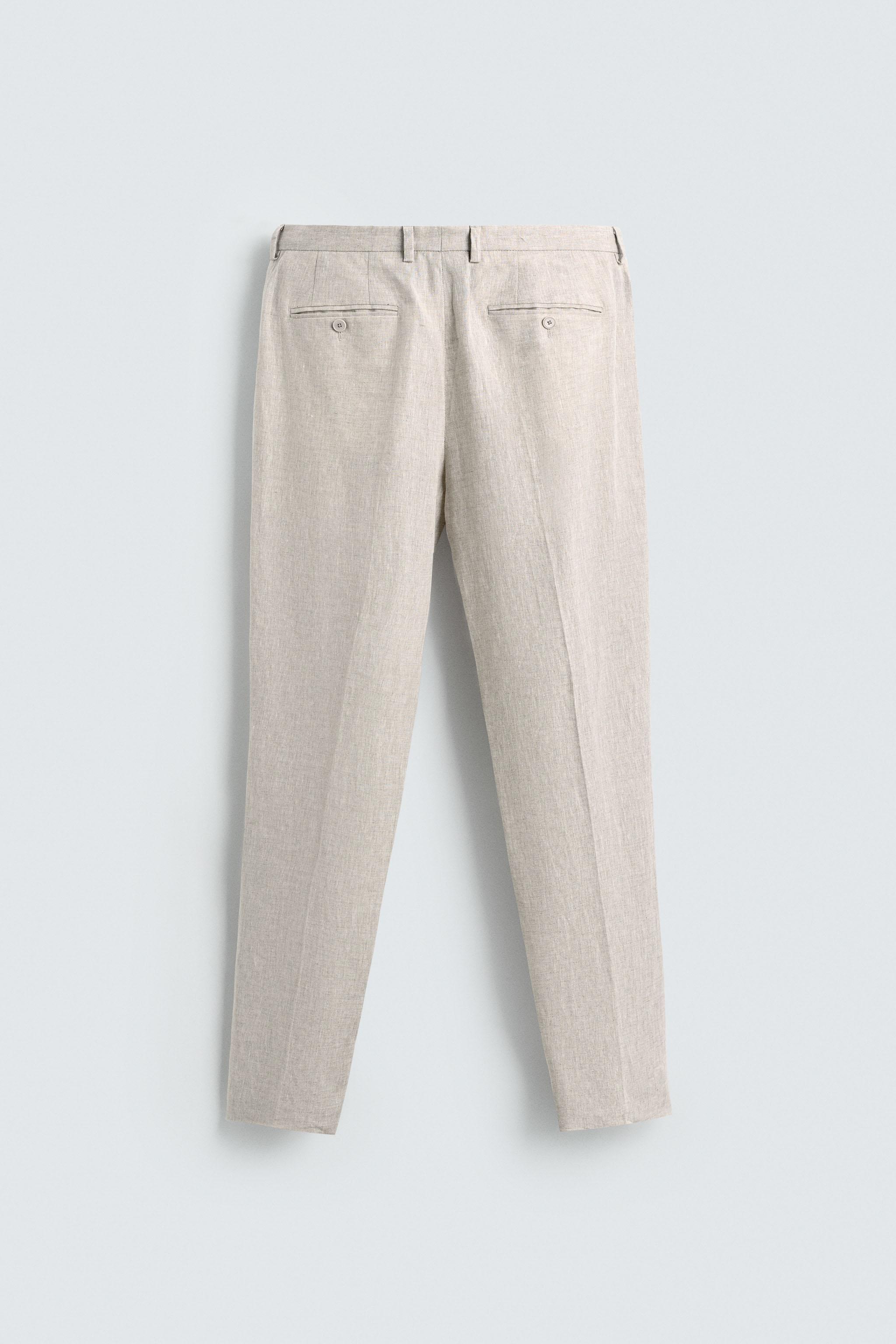 【ZARA】リネン100% スーツパンツ 4410/401/052 リネン100% スーツパンツ - ライトベージュ | ZARA Japan / 日本