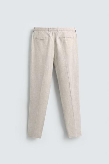 100% LINEN SUIT TROUSERS - Light beige by Zara - Image 7