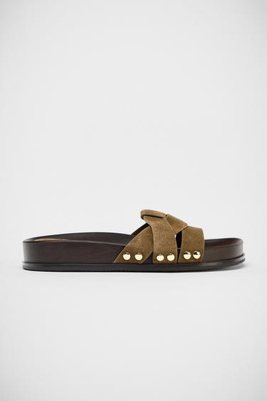 PALA PLATAFORMA PIEL - Verde Caqui de Zara