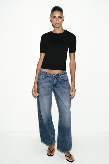 HAUT EN MAILLE BASIQUE À MANCHES COURTES - Noir de Zara