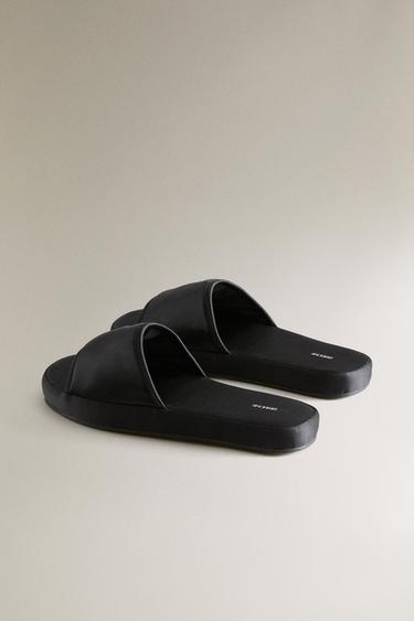 SATEEN FLATFORM SLIDER SLIPPERS - Black by Zara - Image 3