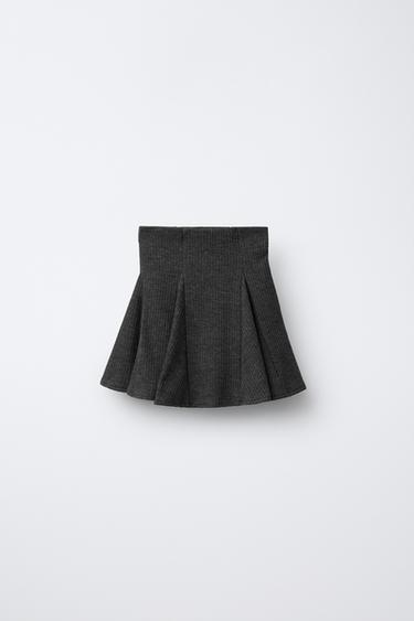 Zara 羅紋荷葉邊短褲裙 - 斑紋灰色 - 圖片 0