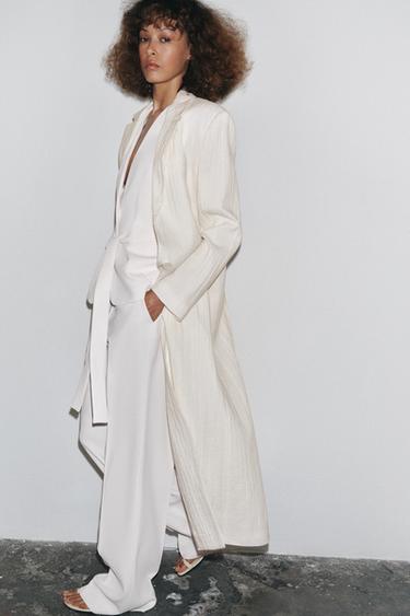 LANGE JACKE AUS LEINEN ZW COLLECTION - Cremefarben von Zara