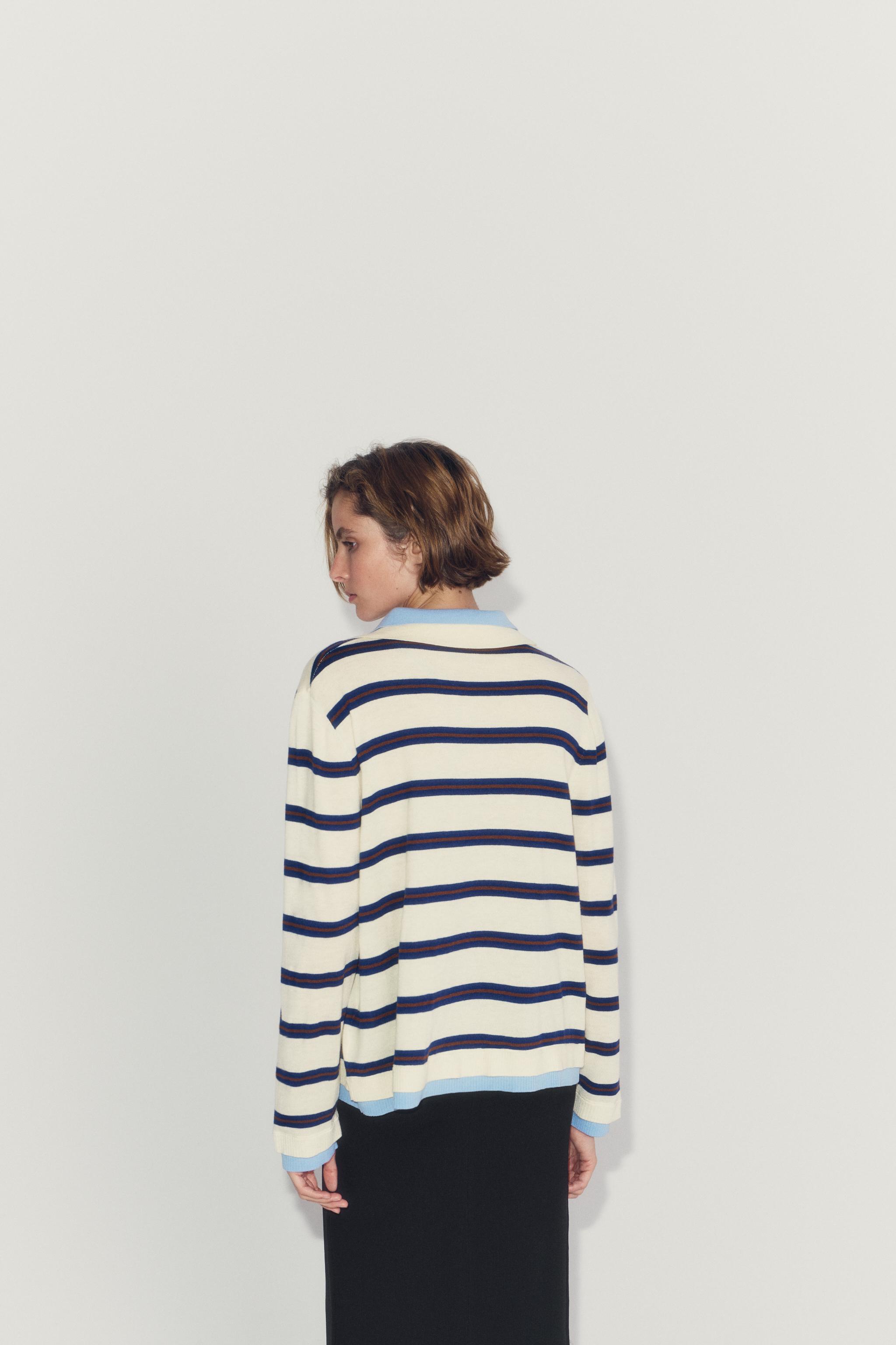 Zara STRIPED COLORBLOCK KNIT POLO — фото 6