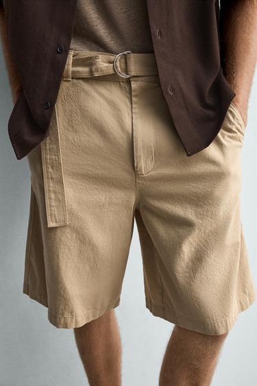 BERMUDA RELAXED FIT À CEINTURE - Beige foncé de Zara - Image 4