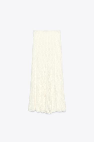 LONG LACE SKIRT - White by Zara