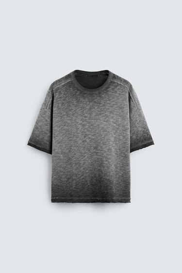 CAMISETA LAVADA PUNTO - Gris antracita de Zara