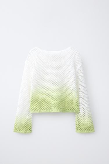 MAGLIA A RETE SFUMATA - Ecrù / Verde di Zara