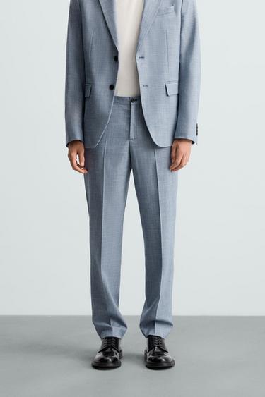 Zara TEXTURED SUIT PANTS - Bluish