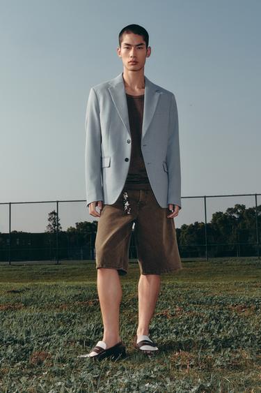 Zara 修身版西裝外套 - 天藍色