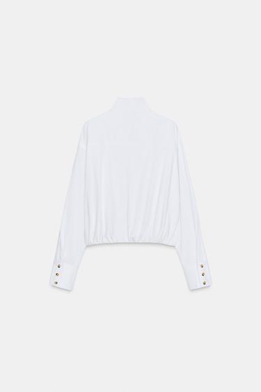 POPLIN SHIRT WITH PUFFBALL HEM - White by Zara - Image 7