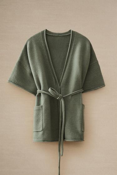 CARDIGAN EN MAILLE - Vert de Zara - Image 4