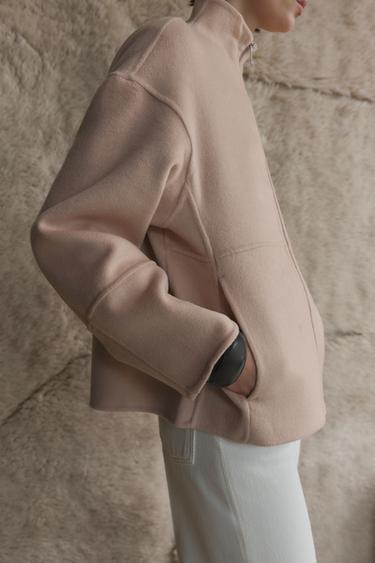 Zara WOOL BLEND JACKET ZW COLLECTION - Pink