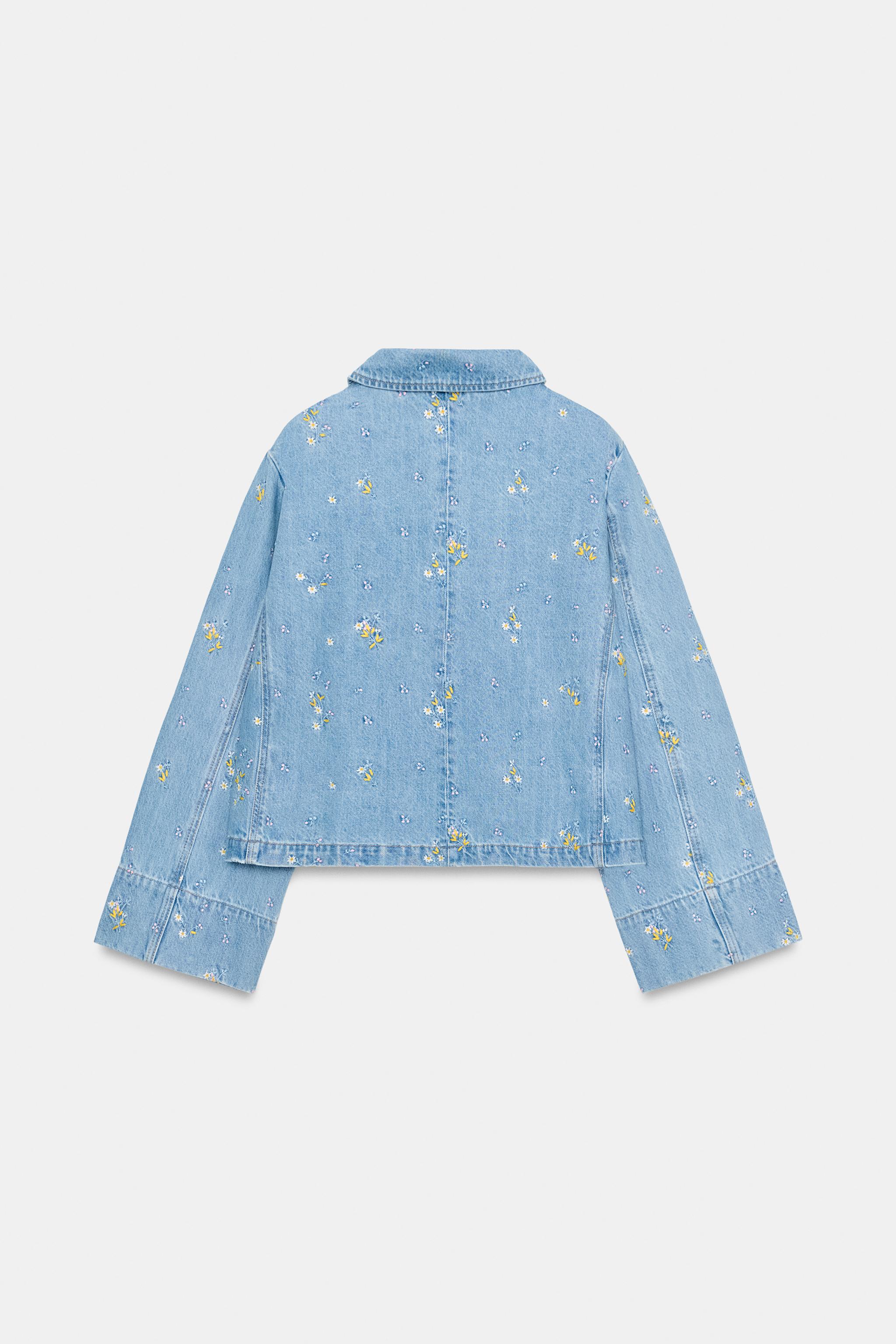 Z1975 EMBROIDERED FLORAL DENIM JACKET SET - Mid-blue | ZARA United